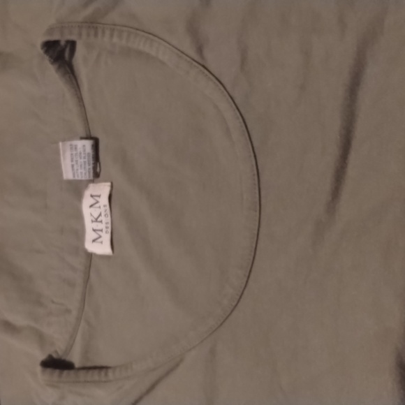 M.K.M Designs Olive green Short Sleeve Round Neck Ruffle Peplum Hem Shirt Top L - Picture 4 of 10